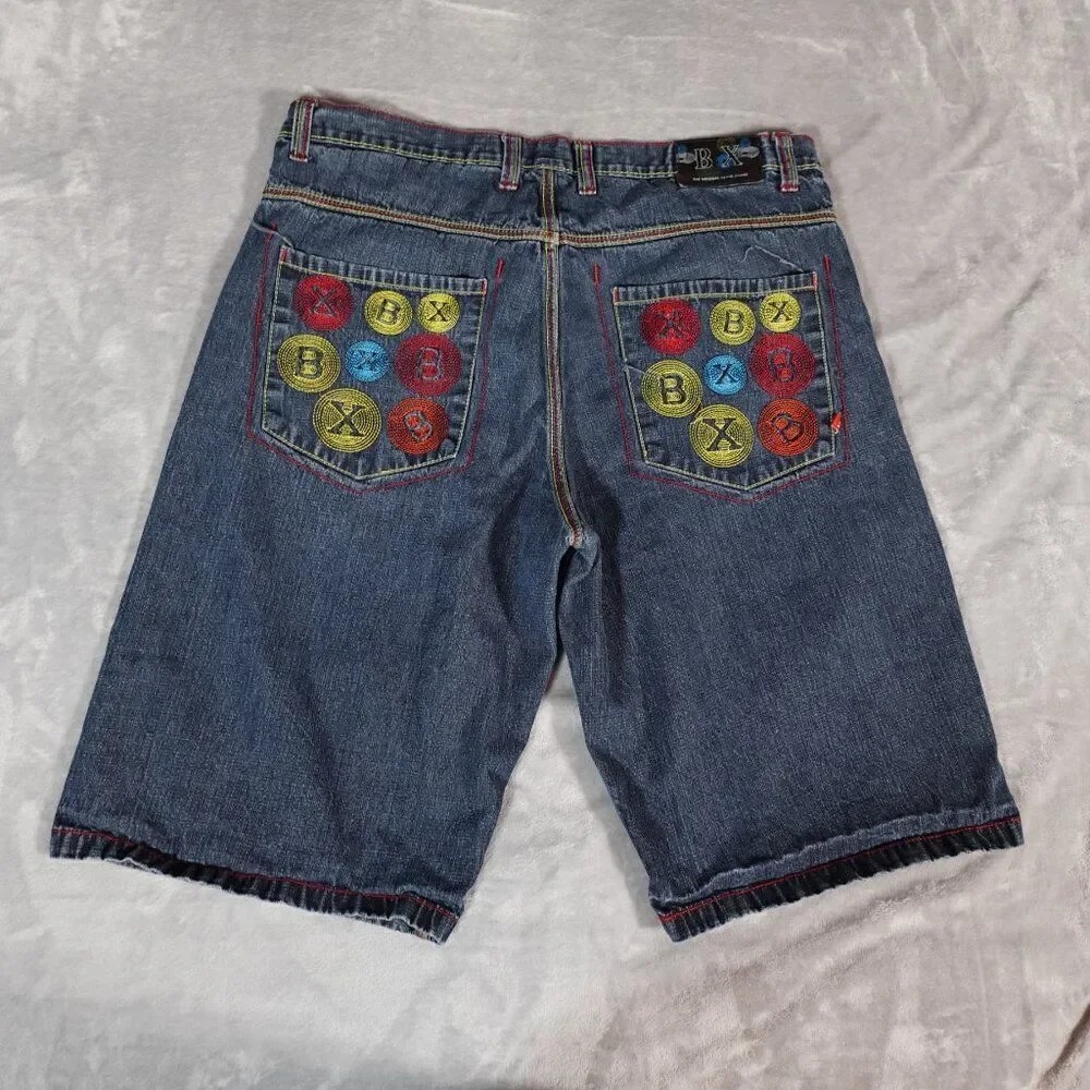Vintage Brooklyn Xpress Denim Shorts Mens 40 (Fits 38) 13” Pocket Design Baggy - Picture 1 of 8